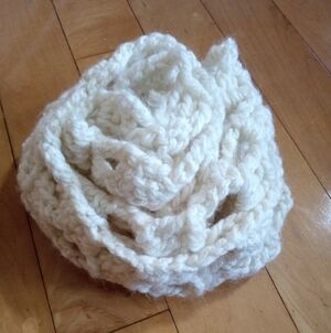 Hand Knit infinity scarf  "Squared" 27"x5.5"